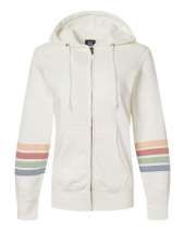 MV Sport W22732 Women's Striped Sleeves Full-Zip Hooded Sweatshirt