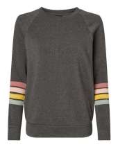 MV Sport W23152 Women's Striped Sleeves Crewneck Sweatshirt
